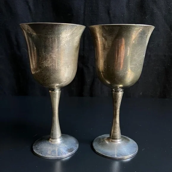 Dining Vintage Salem Silver Co Portugal Silver Plate Goblets Set